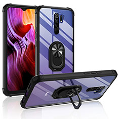 Coque Contour Silicone et Plastique Housse Etui Mat avec Magnetique Support Bague Anneau MQ2 pour Xiaomi Poco M2 Noir