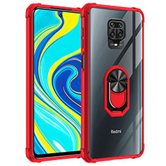 Coque Contour Silicone et Plastique Housse Etui Mat avec Magnetique Support Bague Anneau MQ2 pour Xiaomi Poco M2 Pro Rouge