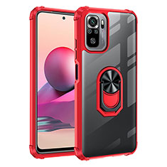 Coque Contour Silicone et Plastique Housse Etui Mat avec Magnetique Support Bague Anneau MQ2 pour Xiaomi Poco M5S Rouge