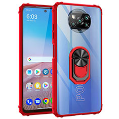 Coque Contour Silicone et Plastique Housse Etui Mat avec Magnetique Support Bague Anneau MQ2 pour Xiaomi Poco X3 Rouge