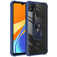 Coque Contour Silicone et Plastique Housse Etui Mat avec Magnetique Support Bague Anneau MQ2 pour Xiaomi Redmi 9C Bleu