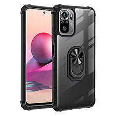 Coque Contour Silicone et Plastique Housse Etui Mat avec Magnetique Support Bague Anneau MQ2 pour Xiaomi Redmi Note 11 SE India 4G Noir