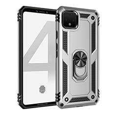 Coque Contour Silicone et Plastique Housse Etui Mat avec Magnetique Support Bague Anneau MQ3 pour Google Pixel 4 Argent