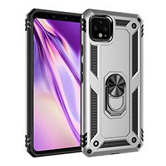 Coque Contour Silicone et Plastique Housse Etui Mat avec Magnetique Support Bague Anneau MQ3 pour Google Pixel 4 XL Argent