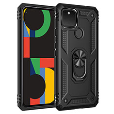 Coque Contour Silicone et Plastique Housse Etui Mat avec Magnetique Support Bague Anneau MQ3 pour Google Pixel 4a 5G Noir