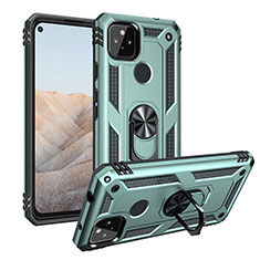 Coque Contour Silicone et Plastique Housse Etui Mat avec Magnetique Support Bague Anneau MQ3 pour Google Pixel 5a 5G Vert