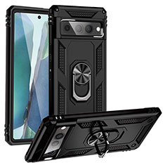 Coque Contour Silicone et Plastique Housse Etui Mat avec Magnetique Support Bague Anneau MQ3 pour Google Pixel 7 Pro 5G Noir