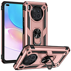 Coque Contour Silicone et Plastique Housse Etui Mat avec Magnetique Support Bague Anneau MQ3 pour Huawei Nova 8i Or Rose