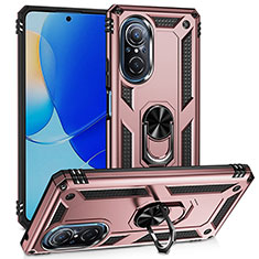 Coque Contour Silicone et Plastique Housse Etui Mat avec Magnetique Support Bague Anneau MQ3 pour Huawei Nova 9 SE Or Rose