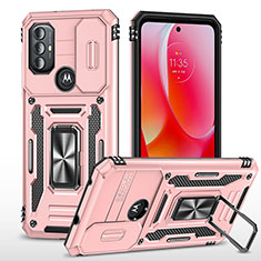 Coque Contour Silicone et Plastique Housse Etui Mat avec Magnetique Support Bague Anneau MQ3 pour Motorola Moto G Play Gen 2 Or Rose