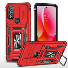 Coque Contour Silicone et Plastique Housse Etui Mat avec Magnetique Support Bague Anneau MQ3 pour Motorola Moto G Play Gen 2 Rouge