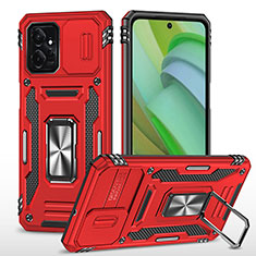 Coque Contour Silicone et Plastique Housse Etui Mat avec Magnetique Support Bague Anneau MQ3 pour Motorola Moto G Power 5G (2023) Rouge