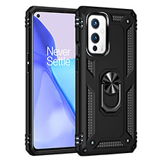 Coque Contour Silicone et Plastique Housse Etui Mat avec Magnetique Support Bague Anneau MQ3 pour OnePlus 9 5G Noir