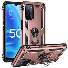 Coque Contour Silicone et Plastique Housse Etui Mat avec Magnetique Support Bague Anneau MQ3 pour Oppo A53s 5G Or Rose