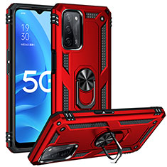 Coque Contour Silicone et Plastique Housse Etui Mat avec Magnetique Support Bague Anneau MQ3 pour Oppo A53s 5G Rouge