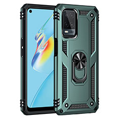 Coque Contour Silicone et Plastique Housse Etui Mat avec Magnetique Support Bague Anneau MQ3 pour Oppo A54 4G Vert