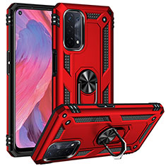 Coque Contour Silicone et Plastique Housse Etui Mat avec Magnetique Support Bague Anneau MQ3 pour Oppo A74 5G Rouge