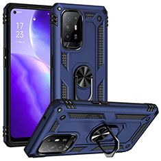 Coque Contour Silicone et Plastique Housse Etui Mat avec Magnetique Support Bague Anneau MQ3 pour Oppo A94 5G Bleu