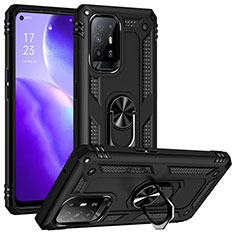 Coque Contour Silicone et Plastique Housse Etui Mat avec Magnetique Support Bague Anneau MQ3 pour Oppo A94 5G Noir