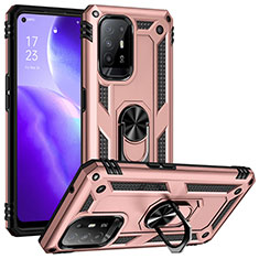 Coque Contour Silicone et Plastique Housse Etui Mat avec Magnetique Support Bague Anneau MQ3 pour Oppo A94 5G Or Rose