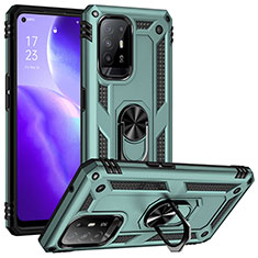 Coque Contour Silicone et Plastique Housse Etui Mat avec Magnetique Support Bague Anneau MQ3 pour Oppo Reno5 Z 5G Vert