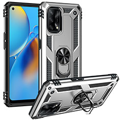 Coque Contour Silicone et Plastique Housse Etui Mat avec Magnetique Support Bague Anneau MQ3 pour Oppo Reno6 Lite Argent