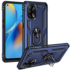 Coque Contour Silicone et Plastique Housse Etui Mat avec Magnetique Support Bague Anneau MQ3 pour Oppo Reno6 Lite Bleu