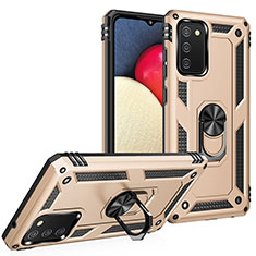 Coque Contour Silicone et Plastique Housse Etui Mat avec Magnetique Support Bague Anneau MQ3 pour Samsung Galaxy A02s Or