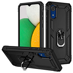 Coque Contour Silicone et Plastique Housse Etui Mat avec Magnetique Support Bague Anneau MQ3 pour Samsung Galaxy A03 Core Noir