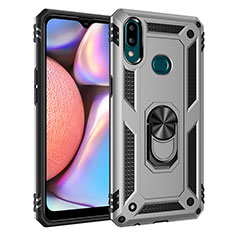 Coque Contour Silicone et Plastique Housse Etui Mat avec Magnetique Support Bague Anneau MQ3 pour Samsung Galaxy A10s Argent