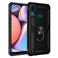 Coque Contour Silicone et Plastique Housse Etui Mat avec Magnetique Support Bague Anneau MQ3 pour Samsung Galaxy A10s Noir