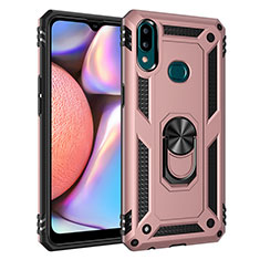 Coque Contour Silicone et Plastique Housse Etui Mat avec Magnetique Support Bague Anneau MQ3 pour Samsung Galaxy A10s Or Rose