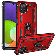 Coque Contour Silicone et Plastique Housse Etui Mat avec Magnetique Support Bague Anneau MQ3 pour Samsung Galaxy A22 4G Rouge