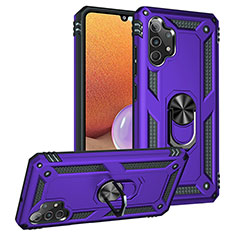 Coque Contour Silicone et Plastique Housse Etui Mat avec Magnetique Support Bague Anneau MQ3 pour Samsung Galaxy A32 4G Violet