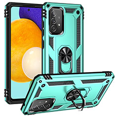 Coque Contour Silicone et Plastique Housse Etui Mat avec Magnetique Support Bague Anneau MQ3 pour Samsung Galaxy A52 4G Cyan