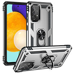 Coque Contour Silicone et Plastique Housse Etui Mat avec Magnetique Support Bague Anneau MQ3 pour Samsung Galaxy A52 5G Argent