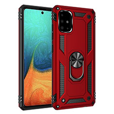 Coque Contour Silicone et Plastique Housse Etui Mat avec Magnetique Support Bague Anneau MQ3 pour Samsung Galaxy A71 5G Rouge