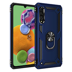 Coque Contour Silicone et Plastique Housse Etui Mat avec Magnetique Support Bague Anneau MQ3 pour Samsung Galaxy A90 5G Bleu