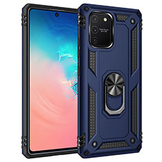 Coque Contour Silicone et Plastique Housse Etui Mat avec Magnetique Support Bague Anneau MQ3 pour Samsung Galaxy A91 Bleu