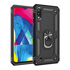 Coque Contour Silicone et Plastique Housse Etui Mat avec Magnetique Support Bague Anneau MQ3 pour Samsung Galaxy M10 Noir