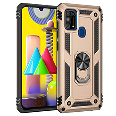 Coque Contour Silicone et Plastique Housse Etui Mat avec Magnetique Support Bague Anneau MQ3 pour Samsung Galaxy M31 Or