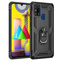 Coque Contour Silicone et Plastique Housse Etui Mat avec Magnetique Support Bague Anneau MQ3 pour Samsung Galaxy M31 Prime Edition Noir