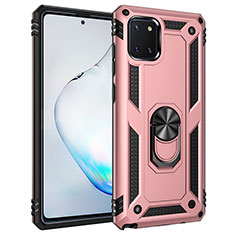 Coque Contour Silicone et Plastique Housse Etui Mat avec Magnetique Support Bague Anneau MQ3 pour Samsung Galaxy M60s Or Rose