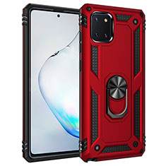 Coque Contour Silicone et Plastique Housse Etui Mat avec Magnetique Support Bague Anneau MQ3 pour Samsung Galaxy Note 10 Lite Rouge