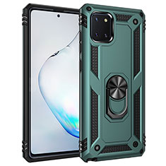 Coque Contour Silicone et Plastique Housse Etui Mat avec Magnetique Support Bague Anneau MQ3 pour Samsung Galaxy Note 10 Lite Vert