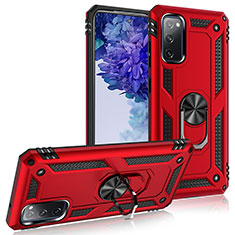 Coque Contour Silicone et Plastique Housse Etui Mat avec Magnetique Support Bague Anneau MQ3 pour Samsung Galaxy S20 FE 4G Rouge