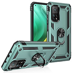 Coque Contour Silicone et Plastique Housse Etui Mat avec Magnetique Support Bague Anneau MQ3 pour Xiaomi Mi 10T 5G Vert