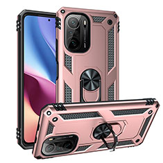 Coque Contour Silicone et Plastique Housse Etui Mat avec Magnetique Support Bague Anneau MQ3 pour Xiaomi Mi 11i 5G Or Rose