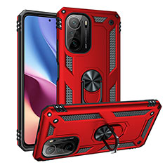 Coque Contour Silicone et Plastique Housse Etui Mat avec Magnetique Support Bague Anneau MQ3 pour Xiaomi Mi 11X 5G Rouge