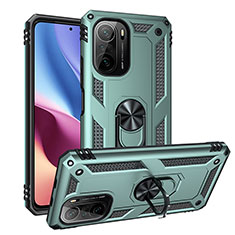 Coque Contour Silicone et Plastique Housse Etui Mat avec Magnetique Support Bague Anneau MQ3 pour Xiaomi Mi 11X Pro 5G Vert